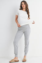 Heather Grey Maternity Waistband Jogger Pant with Pockets Full Body