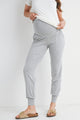 Heather Grey Maternity Waistband Jogger Pant with Pockets Front View