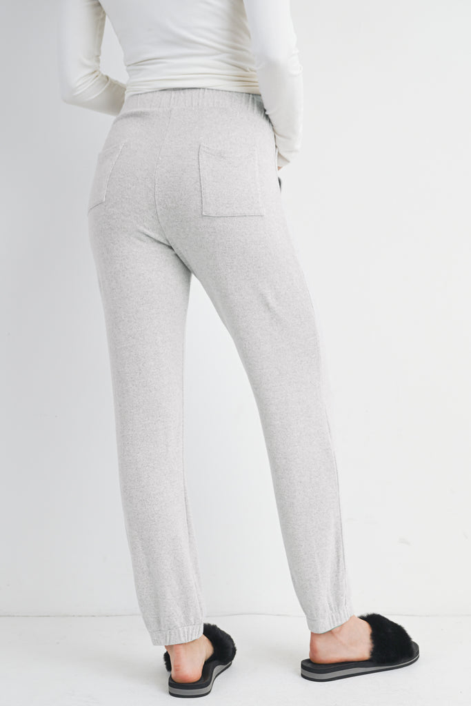Heather Grey Over The Belly Soft Lounge Maternity Pants Back View