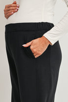 Black Maternity Casual Jogger Pants with Pockets Close Up