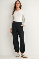 Black Maternity Casual Jogger Pants with Pockets Full Body