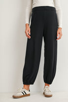 Black Maternity Casual Jogger Pants with Pockets Front View