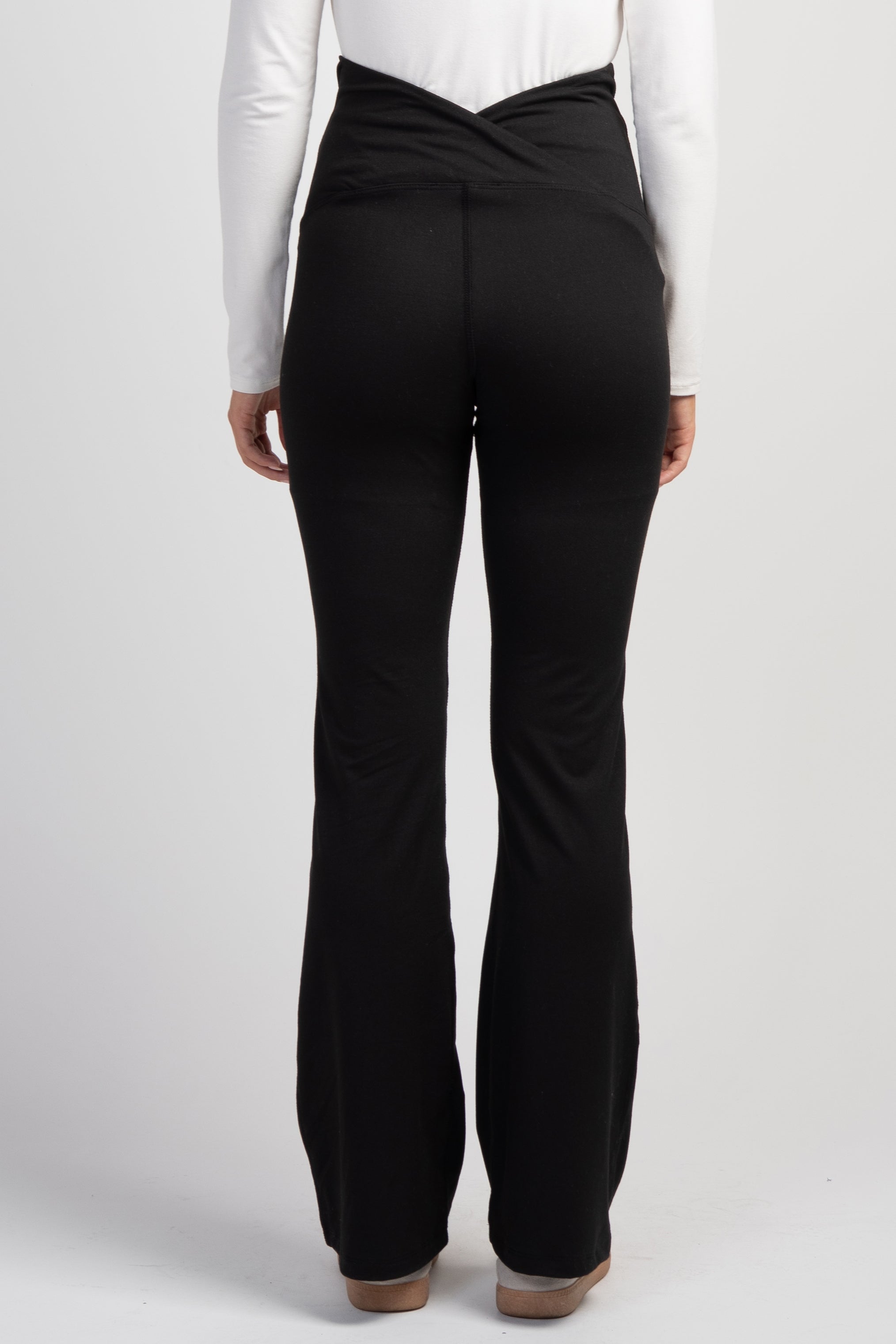 Black Maternity Over the Belly Flare Leggings Back View