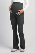 Charcoal Maternity Over the Belly Flare Leggings Front View