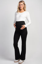 Black Maternity Over the Belly Flare Leggings Full Body
