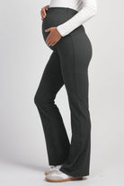 Charcoal Maternity Over the Belly Flare Leggings Side View