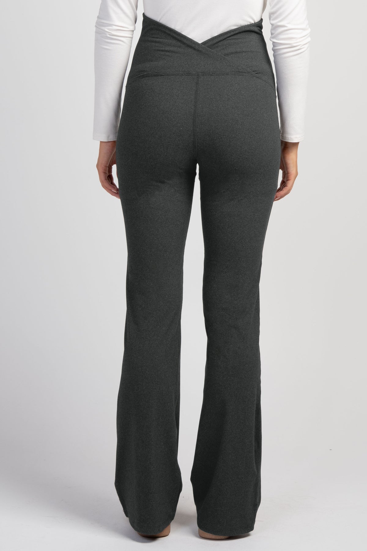 Charcoal Maternity Over the Belly Flare Leggings Back View