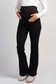 Black Maternity Over the Belly Flare Leggings Front View
