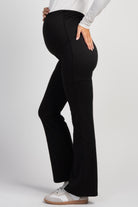 Black Maternity Over the Belly Flare Leggings Side View