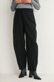 Black Pull-On Cropped Tapered Leg Maternity Pants with Pockets Front View