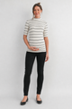Striped Mock Neck Fitted Knit Maternity Top