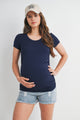 Round Neck Ruched Side Maternity Top
