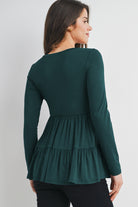 Green Tiered Long Sleeve Maternity Top Back View