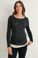 Black Ditsy Floral Long Sleeve Maternity Top Front View