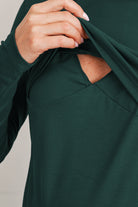 Green Long Sleeve Crew Neck Maternity Nursing Top Detail