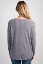 Charcoal Relaxed Fit Crew Neck Sweater Knit Maternity Top Back View