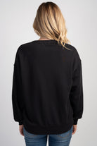 Back view of Black maternity nursing sweatshirt with kangaroo pocket