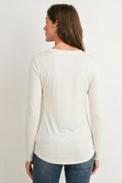 Ivory Long Sleeve V-Neck Maternity Nursing Top Back View