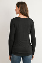 Black Long Sleeve V-Neck Maternity Nursing Top Back View