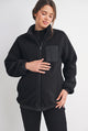 Hello Miz Black Teddy Zip Up Maternity Fleece Jacket