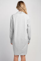 Back view of heather grey maternity long sleeve nightshirt