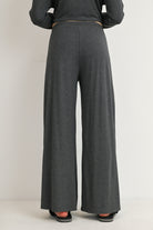 Charcoal Maternity Long Sleeve Top & Wide Leg Pants Lounge Set Pants Close Up