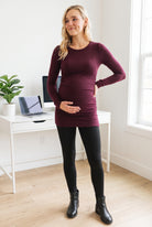 Dark Wine Hello Miz Cashmere-Like Hacci Maternity Long Sleeve Tunic lifestyle image