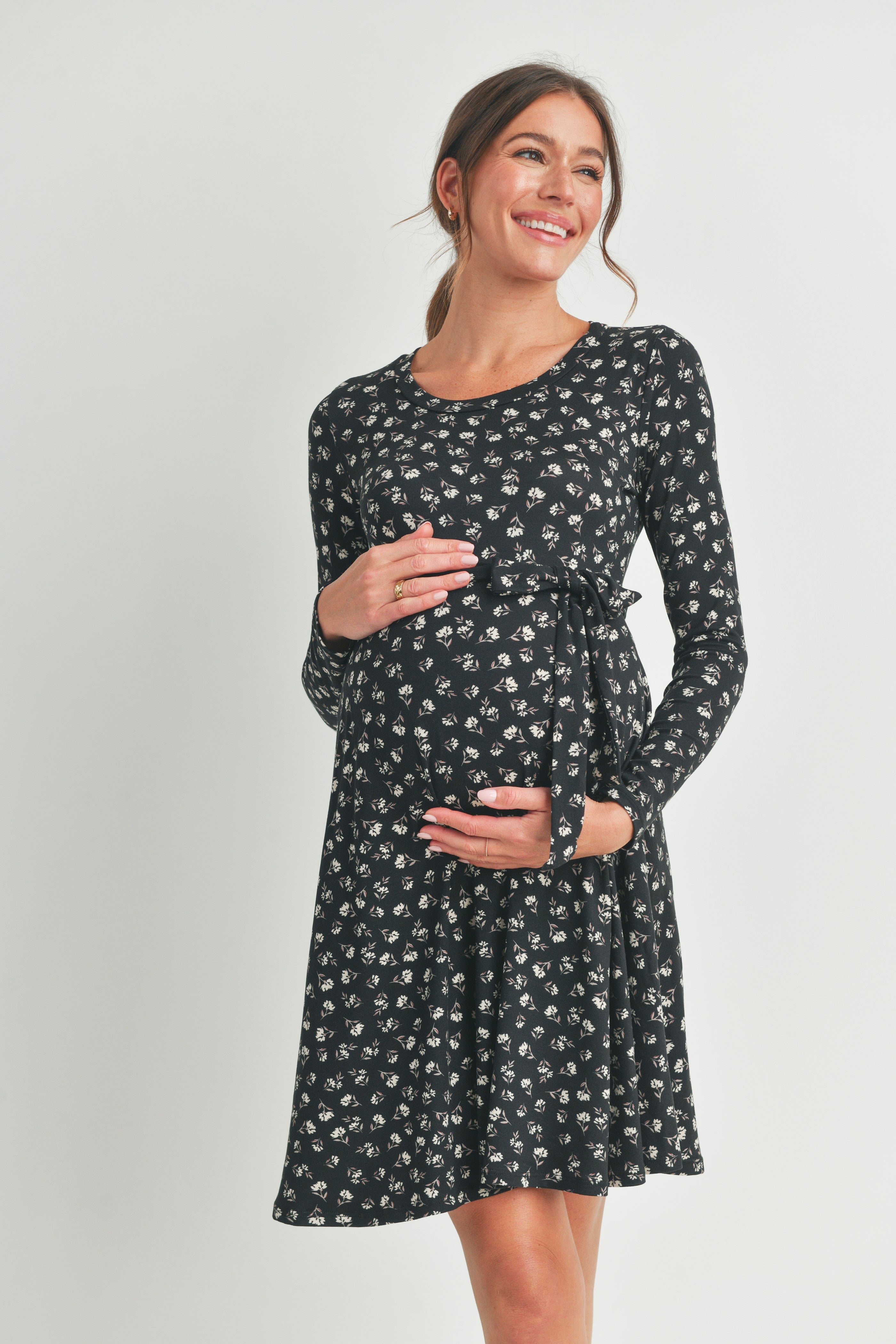 Surplice Wrap Maternity Nursing Dress with Tie – HELLO MIZ