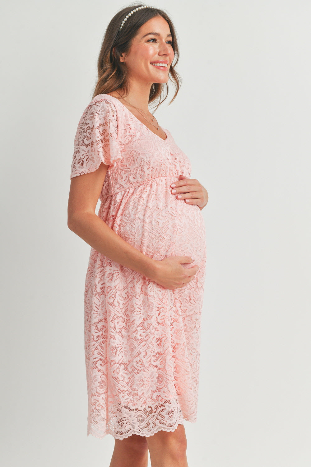 Edith Kimono Maternity Dress in Seashell Pink - Maternity Wedding Dresses,  Evening Wear and Party Clothes by Tiffany Rose US