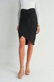 Black Terry Back Smocked Maternity Skirt Front