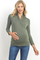 Olive Surplice Long Sleeve Maternity & Nursing Top