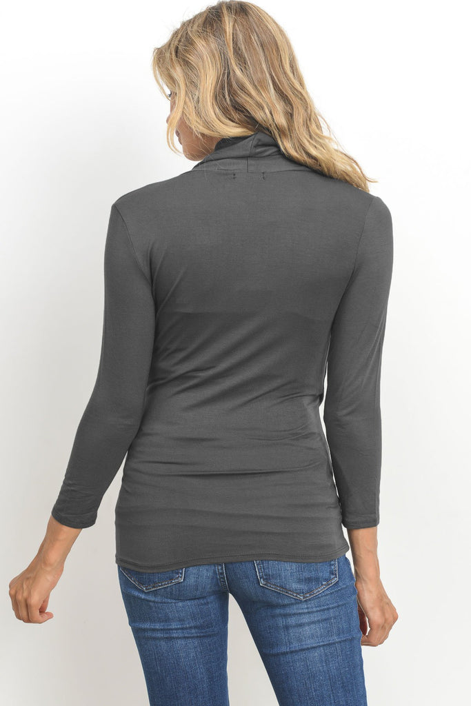 Dark Grey Surplice Long Sleeve Maternity & Nursing Top