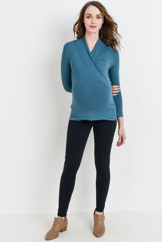 Jade Surplice Long Sleeve Maternity & Nursing Top