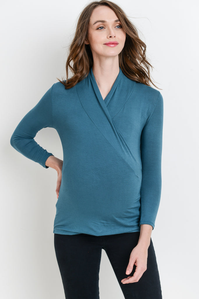 Jade Surplice Long Sleeve Maternity & Nursing Top