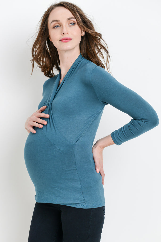 Jade Surplice Long Sleeve Maternity & Nursing Top