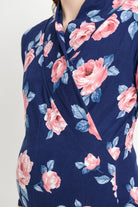 Navy Floral Surplice Long Sleeve Maternity & Nursing Top