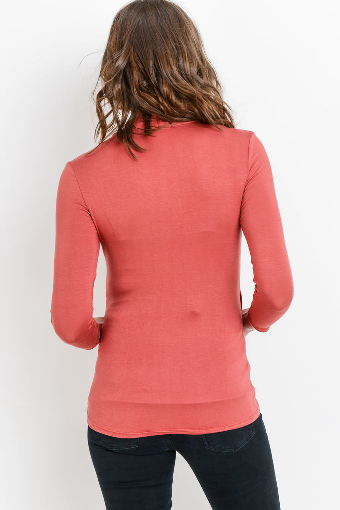 Rust Surplice Long Sleeve Maternity & Nursing Top