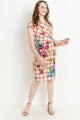 Rust Plaid Boat Neck with Ribbon Maternity Dress
