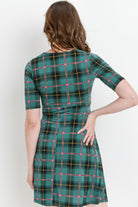 Green Plaid Side Tie V-Neck Maternity Dress