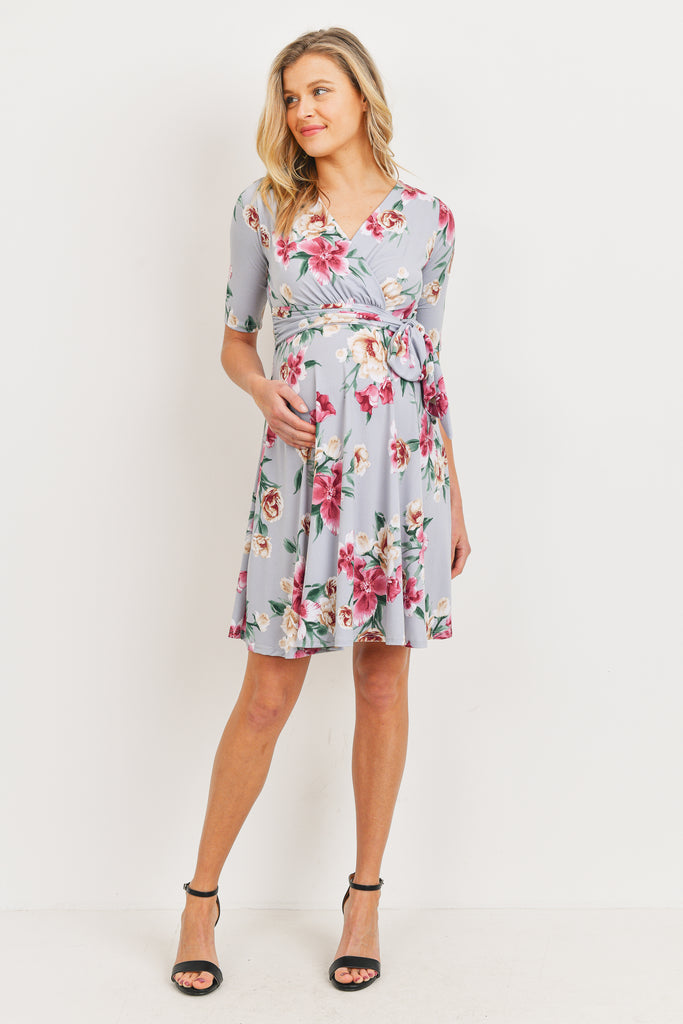 Waist Tie Maternity/Nursing Wrap Dress