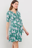 Jade Floral Side Tie V-Neck Maternity Nursing Dress