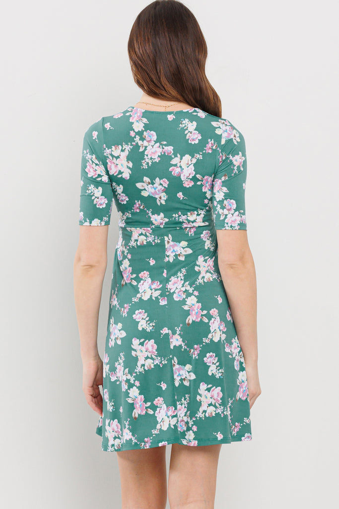 Jade Floral Side Tie V-Neck Maternity Nursing Dress