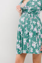 Jade Floral Side Tie V-Neck Maternity Nursing Dress