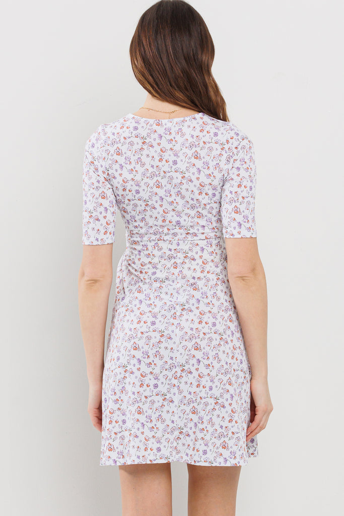 Ivory Floral V-Neck Maternity Nursing Dress