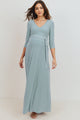 Chambray Tie Front Maternity/Nursing Wrap Maxi Dress