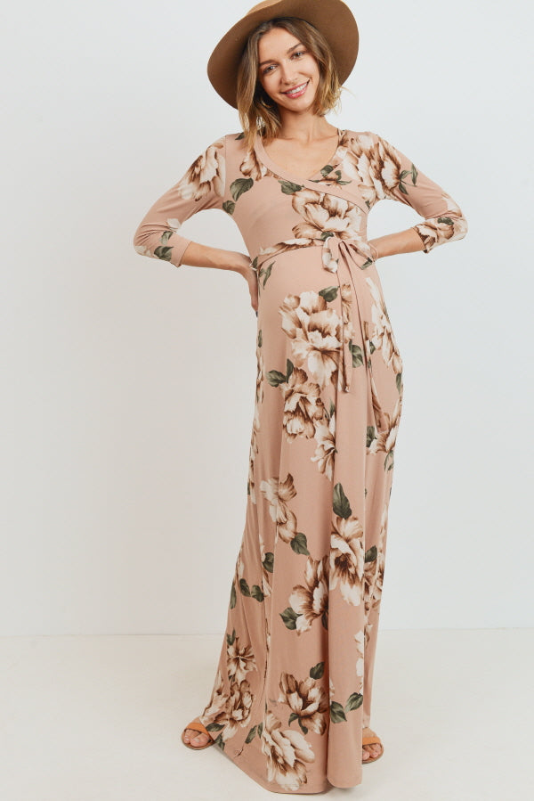 nursing maxi dress Blush Floral Maternity/Nursing Collection:Babyboo-bridal Length (Shouler to Toe):56 adapting to your changing Wrap Maternity Dresses |