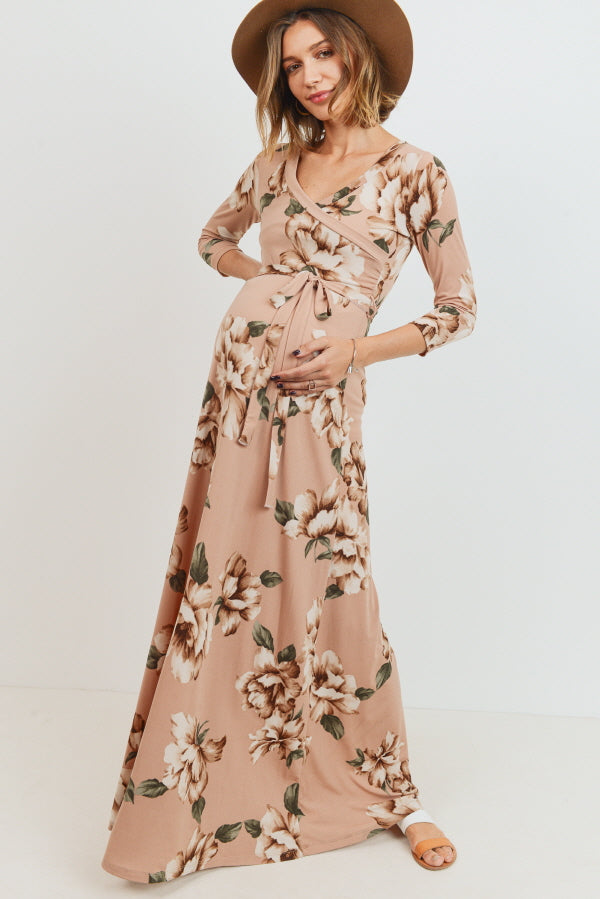 Blush Floral Maternity/Nursing Maxi Dress