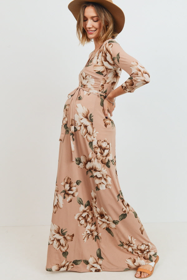 Blush Floral Maternity/Nursing Maxi Dress