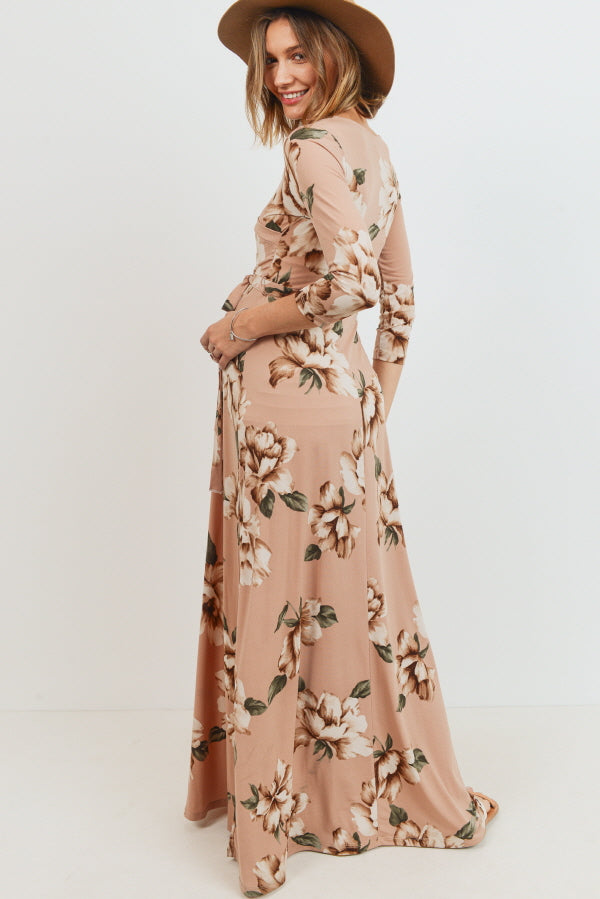 Blush Floral Maternity/Nursing Maxi Dress
