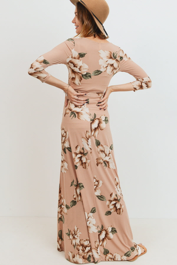 Blush Floral Maternity/Nursing Maxi Dress